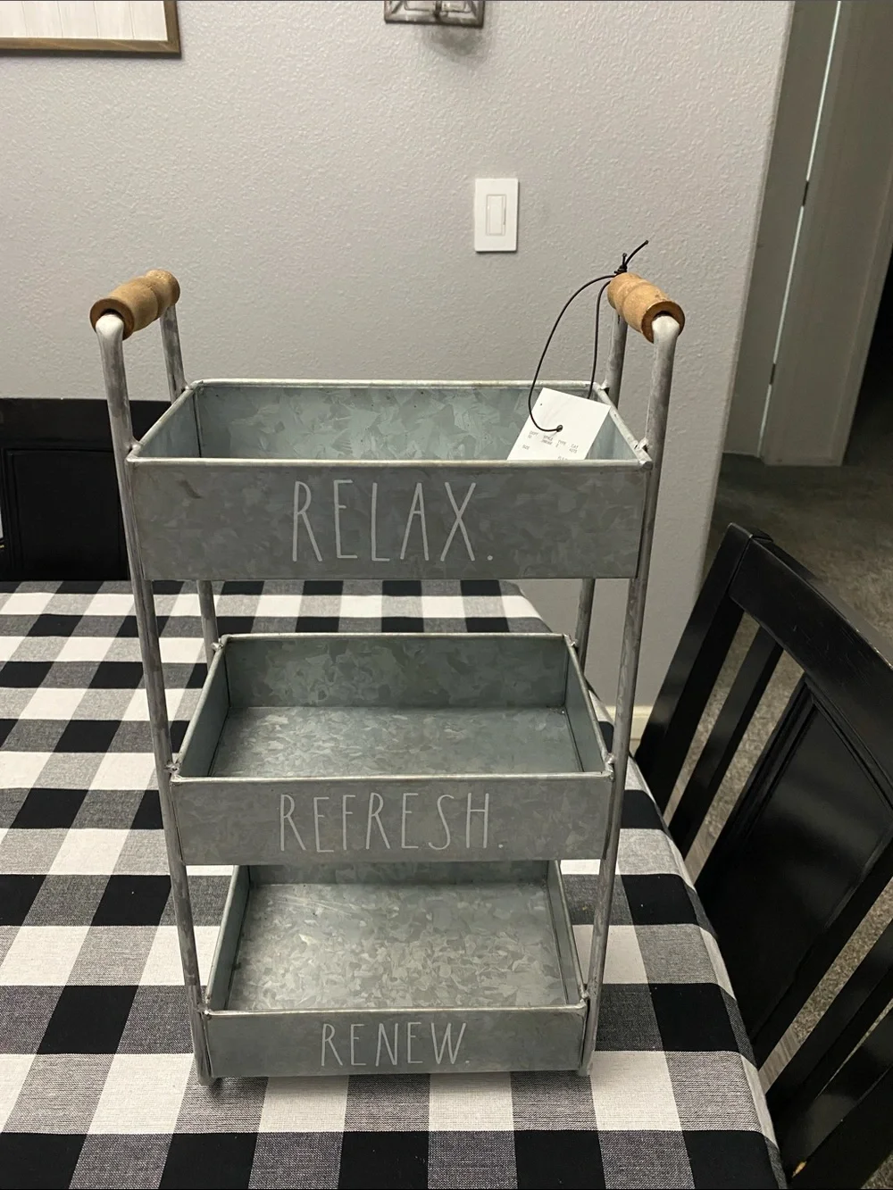 Rae Dunn Galvanized Metal 3-Tier Bath Organizer - Relax Refresh Renew